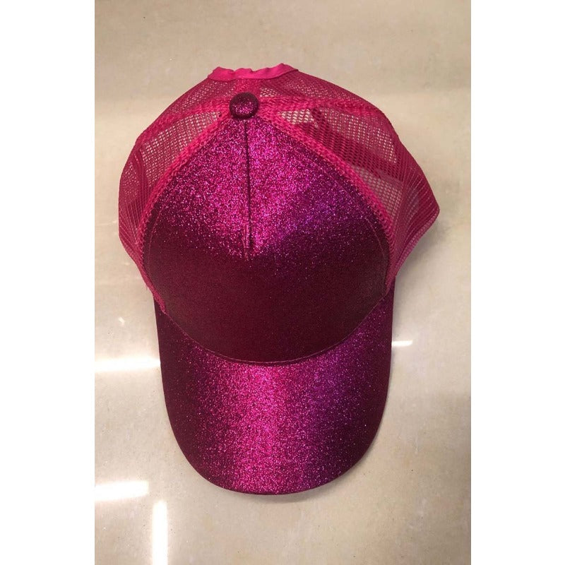 Wholesale Cotton Back Opening Sequin Ponytail Baseball Caps
